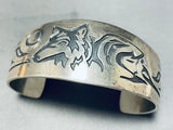 The Woman And The Wolf Vintage Native American Navajo Sterling Silver Bracelet Cuff-Nativo Arts