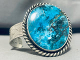 Breathtaking Native American Navajo Pilot Mountain Turquoise Sterling Silver Bracelet-Nativo Arts