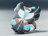 E Zunie Striking Vintage Native American Zuni Sleeping Beauty Turquoise Sterling Silver Ring