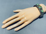Opulent Vintage Native American Navajo Green Turquoise Sterling Silver Bracelet-Nativo Arts