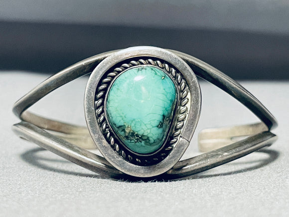 Incredible Vintage Native American Navajo Green Turquoise Sterling Silver Bracelet-Nativo Arts