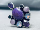 One Of Best Native American Navajo Amethyst Sterling Silver Ring Signed Sharon Sandoval-Nativo Arts