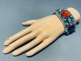 Heat Of Shell Vintage Native American Navajo Turquoise Sterling Silver Bracelet Cuff-Nativo Arts