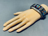 7 Inch Wrist Extreme Intricacy Vintage Turquoise Inlay Sterling Silver Bracelet-Nativo Arts