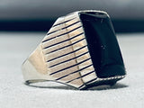 Jaw-dropping Vintage Native American Navajo Black Onyx Sterling Silver Ring-Nativo Arts