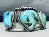 Outstanding Vintage Native American Navajo Pilot Mountain Turquoise Sterling Silver Bracelet-Nativo Arts