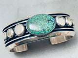 One Of Best Vintage Native American Navajo Green Spiderweb Turquoise Sterling Silver Bracelet-Nativo Arts