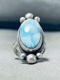 Stunning Native American Navajo Larimar Sterling Silver Huge Ring-Nativo Arts