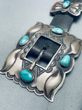 Native American Mike Rogers Vintage Navajo Turquoise Sterling Silver Concho Belt-Nativo Arts