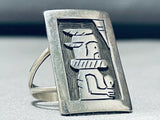 Native American Side Portrait Kachina Vintage Navajo Sterling Silver Ring-Nativo Arts
