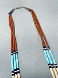 Traditional Vintage Santo Domingo Turquoise Pipestone Sterling Silver Necklace-Nativo Arts