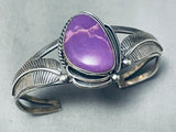 Very Rare Huge Sugilite Vintage Native American Navajo Sterling Silver Leaf Bracelet-Nativo Arts