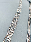 Superior Vintage Navajo Brown White Shell Heshi Sterling Silver Necklace-Nativo Arts