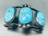 One Of The Best Vintage Native American Navajo Blue Diamond Turquoise Sterling Silver Bracelet-Nativo Arts