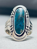 Rare Vintage Native American Navajo Blue Diamond Turquoise Sterling Silver Ring-Nativo Arts