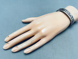 Geometric Rug Vintage Navajo Sterling Silver Hand Tooled Bracelet-Nativo Arts