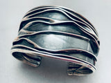 One Of The Most Unique Vintage Navajo Sterling Silver Wave Bracelet Cuff-Nativo Arts