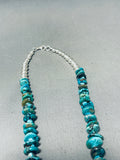 Signed Vintage Native American Navajo Royston Turquoise Sterling Silver Bear Necklace-Nativo Arts