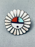 One Of The Best Ever Vintage Native American Zuni Sun Inlay Sterling Silver Turquoise Ring Old-Nativo Arts