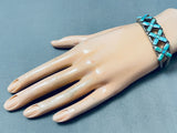 X Marks The Spot Vintage Native American Navajo Inlay Sterling Silver Bracelet-Nativo Arts