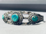 Very Old Vintage Native American Navajo Turquoise Sterling Silver Cerrillos Bracelet-Nativo Arts