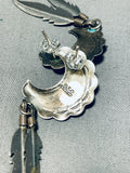 Fabulous Vintage Native American Navajo Blue Gem Turquoise Sterling Silver Dangle Earrings-Nativo Arts
