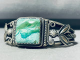 Important Vintage Native American Navajo Suqsred Green Turquoise Sterling Silver Bracelet-Nativo Arts