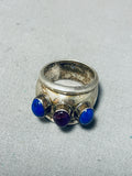 Exquisite Vintage Native American Navajo Sugulite Lapis Sterling Silver Ring-Nativo Arts