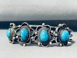 Signed Vintage Native American Navajo Morenci Turquoise Sterling Silver Bracelet-Nativo Arts
