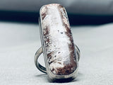 Gigantic Vintage Native American Navajo Wildhorse Agate Sterling Silver Ring-Nativo Arts
