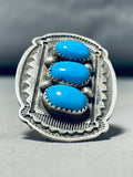 Joseph Tom Vintage Native American Navajo Domed Turquoise Sterling Silver Ring-Nativo Arts