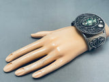 One Of The Best Vintage Navajo Veriscite Sterling Sil Ver Bracelet-Nativo Arts