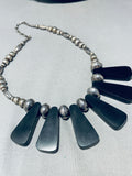 One Of The Coolest Vintage Native American Navajo Lapis Sterling Silver Necklace-Nativo Arts