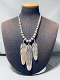 The Most Grand Vintage Native American Navajo Feather Sterling Silver Necklace-Nativo Arts