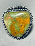 Native American Huge 44 Grams Ella Jackson Green Turquoise Sterling Silver Ring-Nativo Arts