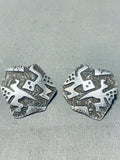 Marvelous Native American Navajo Sterling Silver Gekkos Earrings-Nativo Arts