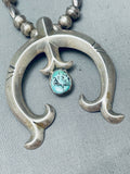 Womens Vintage Native American Navajo Spiderweb Turquoise Sterling Silver Naja Necklace-Nativo Arts