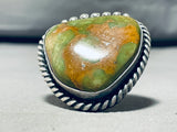 Native American Huge 44 Grams Ella Jackson Green Turquoise Sterling Silver Ring-Nativo Arts