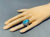 Unforgettable Vintage Native American Navajo Spiderweb Turquoise Sterling Silver Ring-Nativo Arts