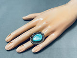 Superior Vintage Native American Navajo Sleeping Beauty Turquoise Sterling Silver Ring-Nativo Arts