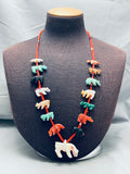 Important Andres Quandelacy Vintage Native American Zuni Fetish Sterling Silver Necklace-Nativo Arts
