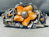 Fab And Gorgy! Vintage Hand Carved Flower Sterling Silver Clasp Bracelet-Nativo Arts