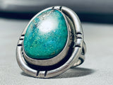 Brilliant Vintage Native American Navajo Blue Green Turquoise Sterling Silver Huge Ring-Nativo Arts