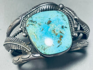 Leaf Jungle!! Vintage Native American Navajo Turquoise Sterling Silver Bracelet-Nativo Arts