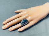 Important Vintage Native American Navajo Lone Mountain Turquoise Sterling Silver Ring