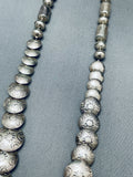Intricate Bead Vintage Native American Navajo Sterling Silver Tube And Flat Bead Necklace-Nativo Arts