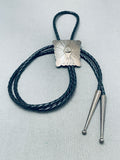 Traditional Vintage Native American Navajo Sterling Silver Handcarved Bolo-Nativo Arts