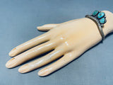 Beautiful Vintage Native American Navajo Cerrillos Blue Diamond Turquoise Silver Bracelet-Nativo Arts