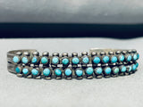 Early 1900's Vintage Native American Zuni Turquoise Sterling Silver Bracelet-Nativo Arts