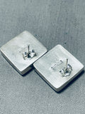 Dazzling Native American Navajo Inlay Lapis Opal Mother Of Pearl Sterling Silver Square Earrings-Nativo Arts